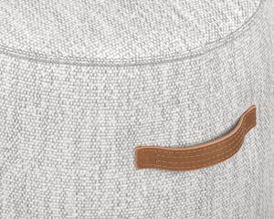 Sunpan MITCHELL Ottoman - Elegant Merino Cotton Round Footrest with Faux Leather Handles for Stylish Spaces 110278V