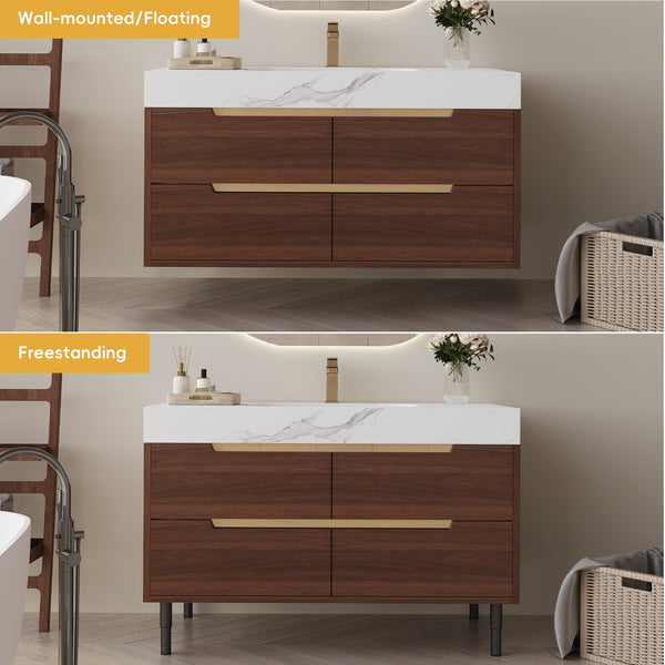 English Elm This Farmhouse Vanity Pairs Sintered Stone with Soft-close Drawers for a Refined Bath W3136S00023