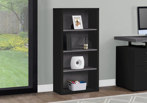 English Elm Bookshelf, 5-Tier 48" Modern Industrial Bookcase with Adjustable Shelves Black & Grey Laminate Decor B2710P219745