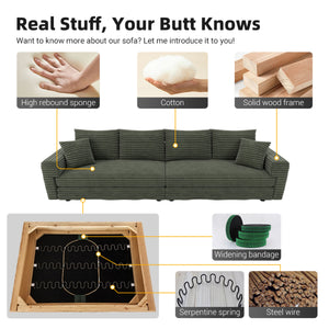 English Elm 82.7" Plush Corduroy 3-Seat Sofa - Modern, Comfy Cloud Couch With Ottoman, Deep Seats & Easy Recline W1885S00149