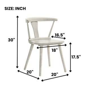 English Elm 2-piece Solid Wood Farmhouse Dining Chair Set with Weathered Rustic Finish W2537P214545