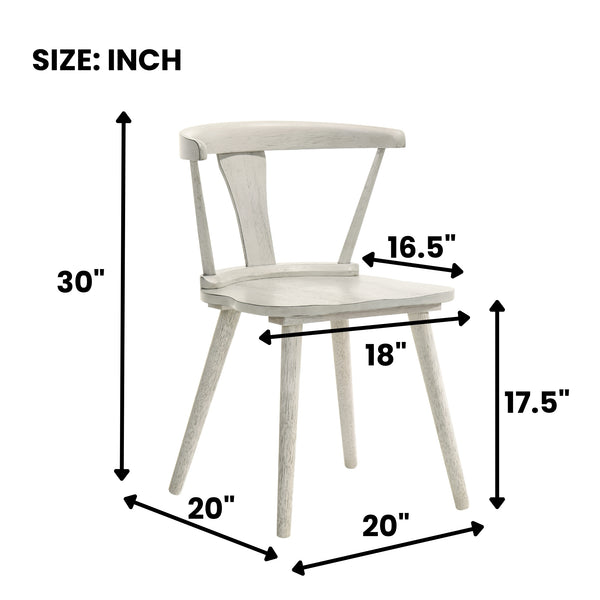 English Elm 2-piece Solid Wood Farmhouse Dining Chair Set with Weathered Rustic Finish W2537P214545