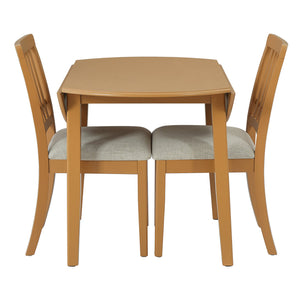 English Elm 3-piece Folding Round Dining Set with Upholstered Chairs for Compact Apartment Spaces Light Brown N752S000618A