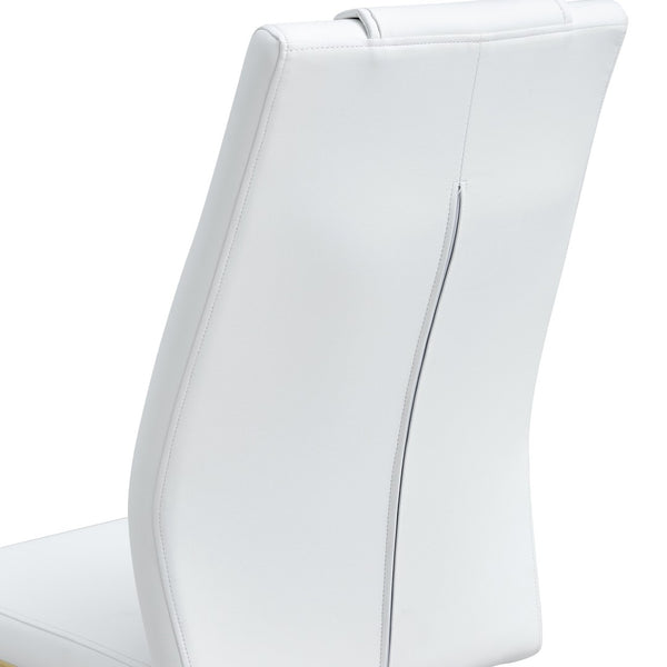 English Elm Table Modern Luxurious Glass Dining Set With 8 Ergonomic Chairs, Gold Legs & White Pu Upholstery W1151S02588-GIGA