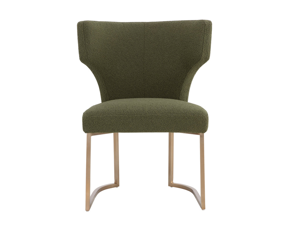 Sunpan Willowdale Dining Chair - Elegant Copenhagen Olive Fabric & Gold Stainless Steel for Sophisticated Style