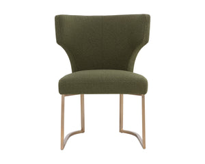 Sunpan Willowdale Dining Chair - Elegant Copenhagen Olive Fabric & Gold Stainless Steel for Sophisticated Style
