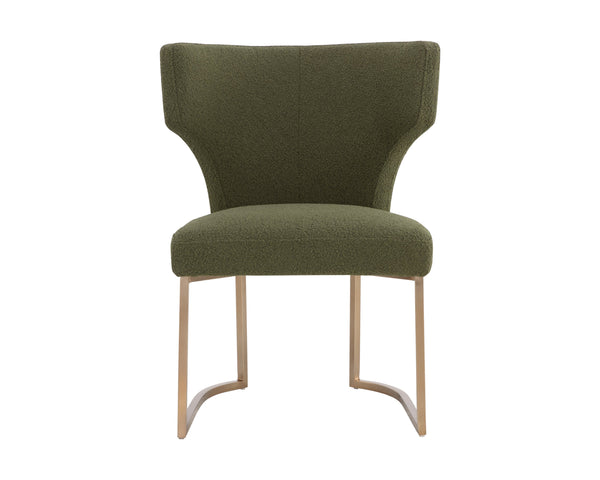 Sunpan Willowdale Dining Chair - Elegant Copenhagen Olive Fabric & Gold Stainless Steel for Sophisticated Style