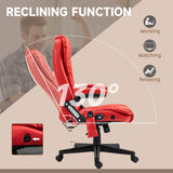 English Elm Homcom High Back Vibration Massage Office Chair With 6 Vibration Points, Heated Reclining Pu Leather Computer Chair With Armrest and Remote, Red