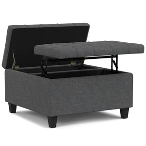 English Elm Harrison Multi-Functional Storage Ottoman Coffee Table In Slate Grey Linen – Stylish & Versatile Design B136P254718