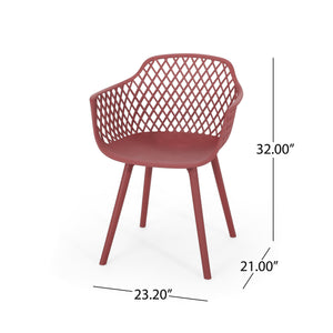 English Elm Christopher Knight Home® - POPPY Weather-Resistant Outdoor Dining Chair with Diamond Mesh Design, Sturdy Polypropylene Comfort Red 24 L x 23.5 W x 22.4 H 69069.00RED