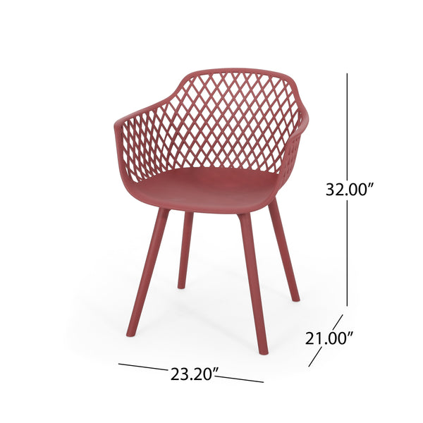 English Elm Christopher Knight Home® - POPPY Weather-Resistant Outdoor Dining Chair with Diamond Mesh Design, Sturdy Polypropylene Comfort Red 24 L x 23.5 W x 22.4 H 69069.00RED