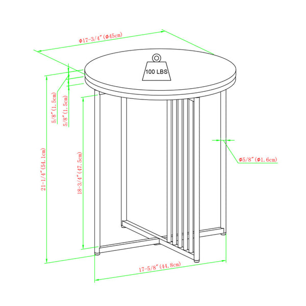 English Elm Walker Edison - Modern Metal-Slat Round Side Table Coastal Oak – Lightweight, Warp-Resistant MDF, Vertical Slat Accent, 100 lb Capacity B185P168896