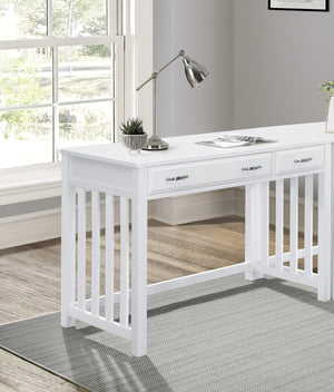 English Elm Modern Counter Height Writing Desk with Industrial Metal Frame and Distressed Wood Shelves, 60" White 47 L x 25.25 W x 12 H B011P232147