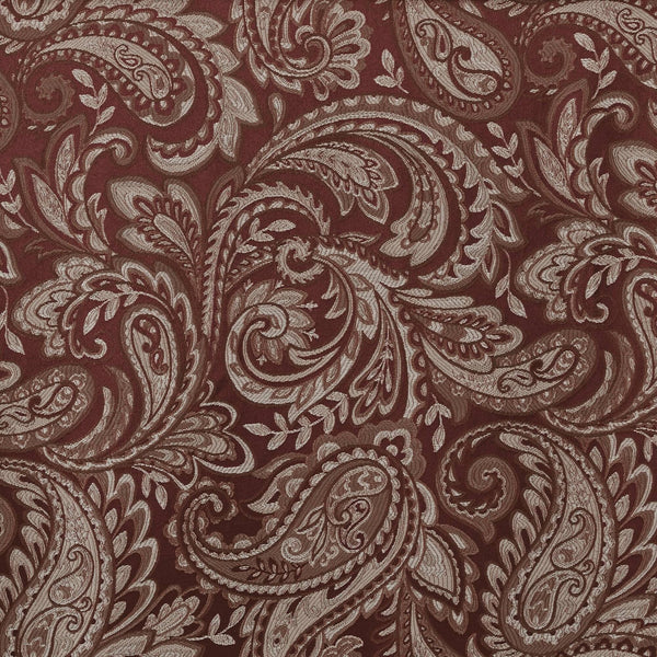 JLA Home Madison Park - Jacquard Aubrey Beaded Valance with Paisley Weave, Faux-Silk Shine, Scalloped Hem & Gold Trim Burgundy MP41-4991
