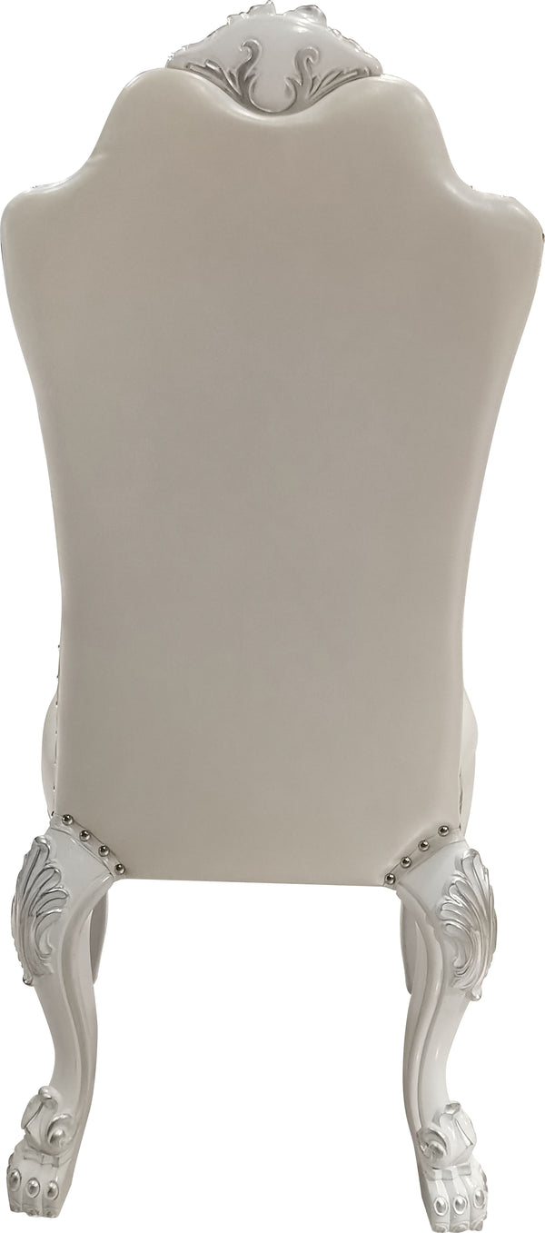 English Elm Ivory Sculptural Floral Dining Side Chair Set of 2 with Tufted Upholstery, Gold Accents, Luxe Comfort Ivory B062P215494