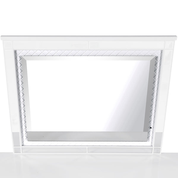 English Elm Livorno Silver Champagne Mirror with Wood Trim LED Lighting Low-Distortion Glass 40x49in B078P286326
