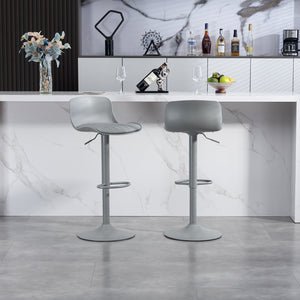 English Elm Bar Stools Set of 2 Adjustable Swivel Pu Leather Kitchen Island Seating with Back Gray W676P358681