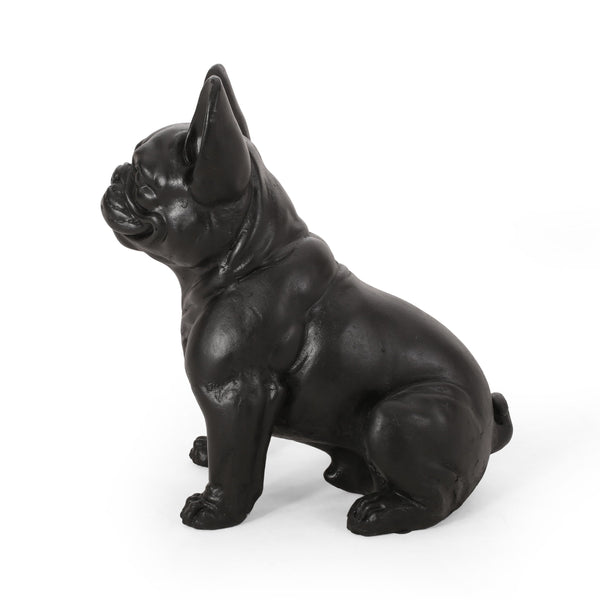 English Elm Christopher Knight Home® - DOG French Bulldog Garden Sculpture Cast Stone Outdoor Accent with Antique Wash, Durable Charm Black 70293.00BLK