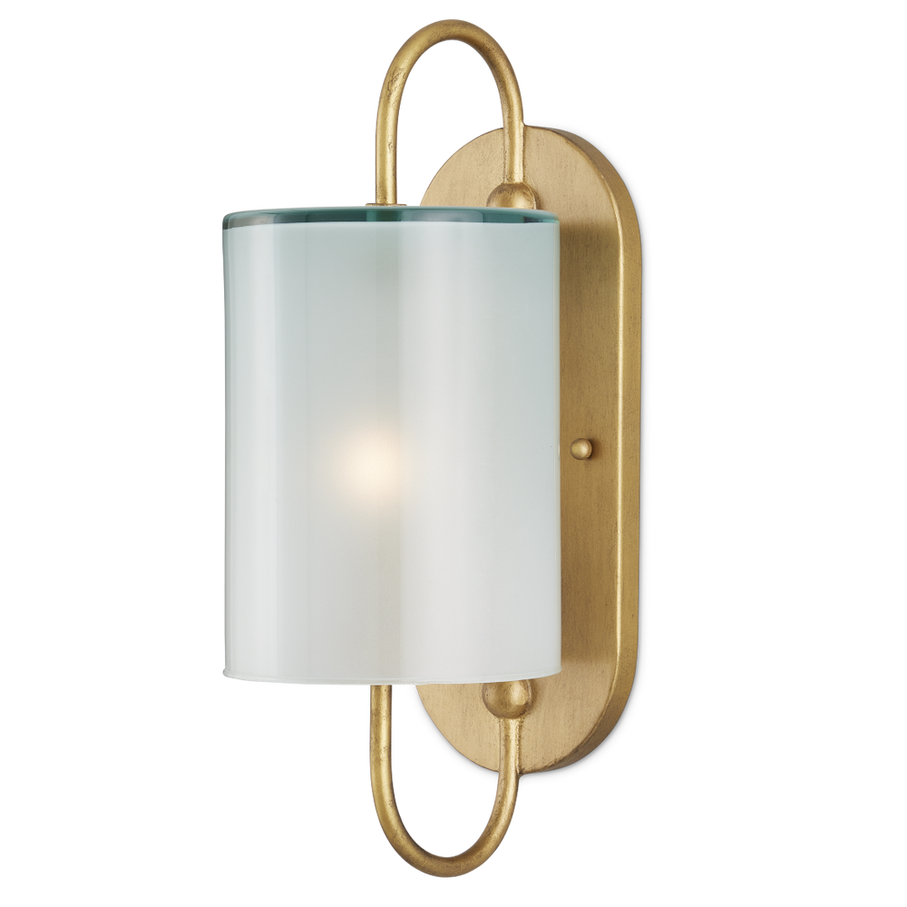 Glacier Brass Wall Sconce - Elegant Frosted Glass Shade for Soft Illumination in Damp Spaces
