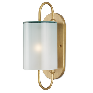 Glacier Brass Wall Sconce - Elegant Frosted Glass Shade for Soft Illumination in Damp Spaces