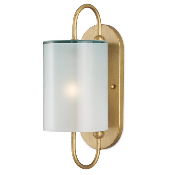 Glacier Brass Wall Sconce - Elegant Frosted Glass Shade for Soft Illumination in Damp Spaces