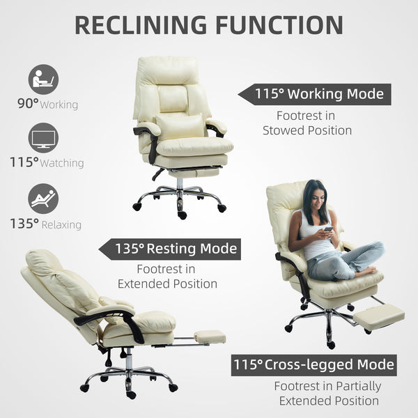 English Elm Office Massage Chair High Back Executive Recliner with Lumbar Heat and Footrest T3971P408806