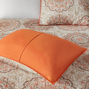English Elm 6 Piece Reversible Quilt Set with Paisley Motif and Neutral Reverse, Embroidered Throw Pillows Included Orange 23.23 L x 18.11 W x 10.63 H B03597402