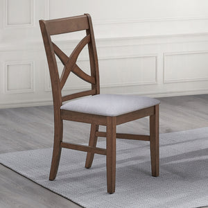 English Elm Set of 2 Rustic Cross-Back Dining Chairs with Padded Seat Cushions Brown Finish 20"W x 38"H B2741P328585