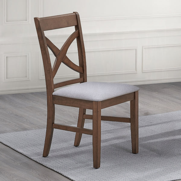 English Elm Set of 2 Rustic Cross-Back Dining Chairs with Padded Seat Cushions Brown Finish 20"W x 38"H B2741P328585