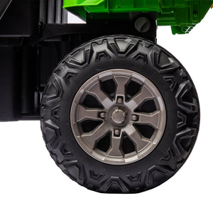 English Elm 24v Kids Ride on Dump Truck Two Seat Electric Utv with Tilting Bed and Remote Control Green W1578P188523