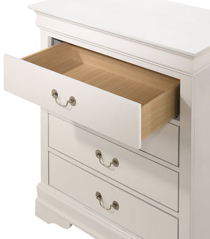 English Elm Louis Louis Phillipe G3160-BC 4 Drawer Chest with Carved Bases Curved Mouldings and Durable Drawers White 22 L x 37 W x 47 H B078108233
