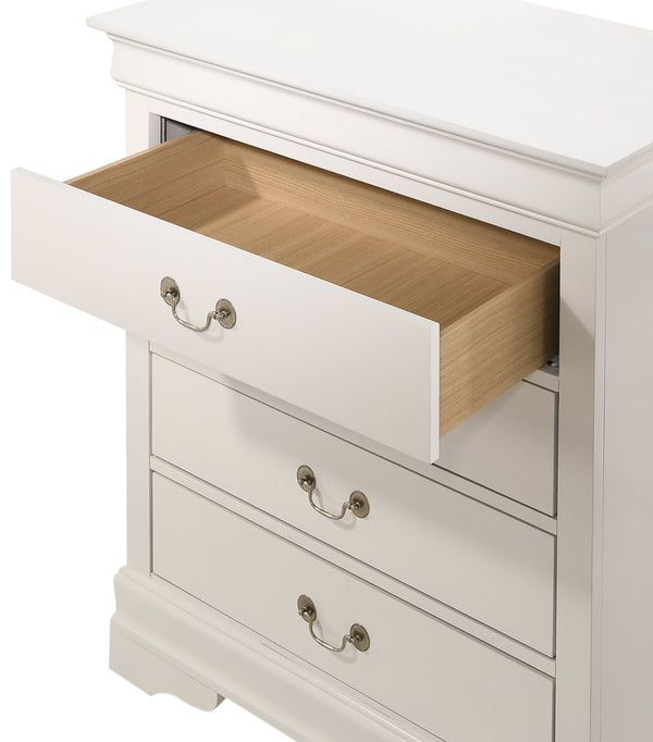 English Elm Louis Louis Phillipe G3160-BC 4 Drawer Chest with Carved Bases Curved Mouldings and Durable Drawers White 22 L x 37 W x 47 H B078108233