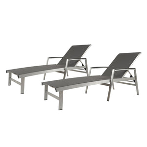 English Elm Christopher Knight Home® - OAXTON Chaise Lounge Set with Rust-Resistant Aluminum Frame, Breathable Mesh Seating & 5-Position Recline PMID: Gray N775P210066G