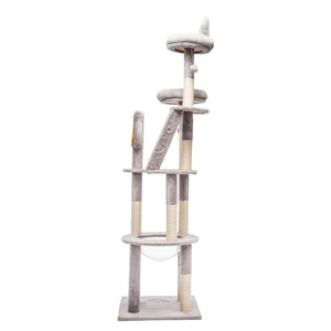 English Elm 72in Cactus Cat Tower Sisal Posts Plush Perches Capsule Pod Multi-level Climb Gray W1578P447629