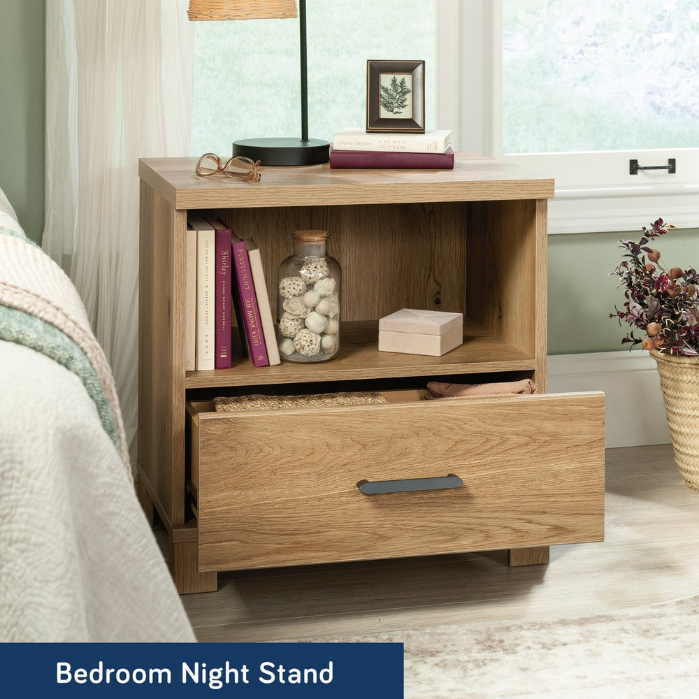 English Elm Night Stand - Rustic Brown Finish With Smart Storage, Compact Design & Easy Assembly For Any Space B356P367928