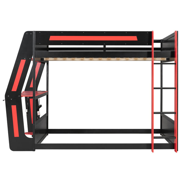 English Elm Full-size Gaming Loft Bed with Integrated Rgb Desk Usb Ports and Esports Frame Red LT000239AAR