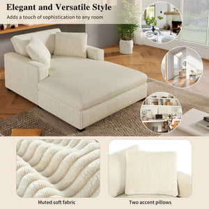 English Elm Mirod Oversized Chaise Lounge with Birch Legs Pillow Back Polyester Upholstered Seating N760P196662A