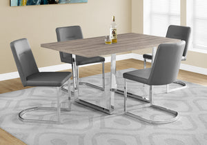 English Elm Dining Table, 60" Rectangular Taupe Laminate With Chrome Legs – Modern Versatile Centerpiece For Any Space B2710P286991