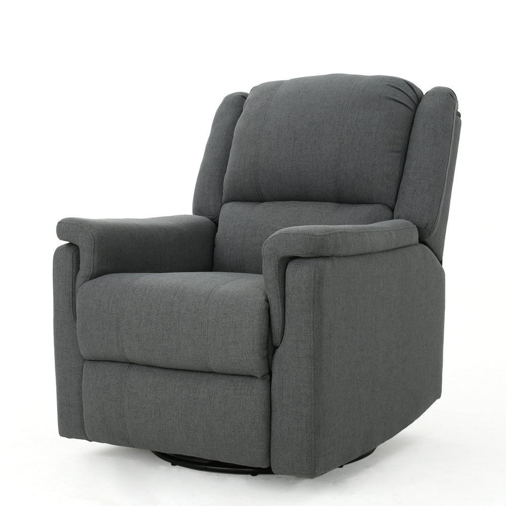 English Elm Christopher Knight Home® - Charcoal Glider Recliner Swivel Chair - Compact Manual Reclining Fabric Seat, Plush Ergonomic Comfort 61368.00CCL