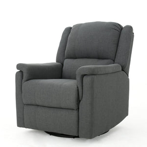 English Elm Christopher Knight Home® - Charcoal Glider Recliner Swivel Chair - Compact Manual Reclining Fabric Seat, Plush Ergonomic Comfort 61368.00CCL