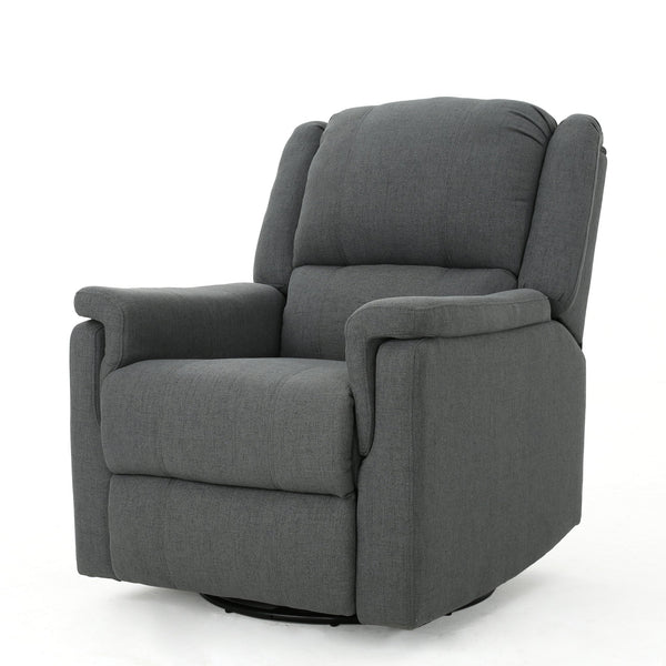 English Elm Christopher Knight Home® - Charcoal Glider Recliner Swivel Chair - Compact Manual Reclining Fabric Seat, Plush Ergonomic Comfort 61368.00CCL