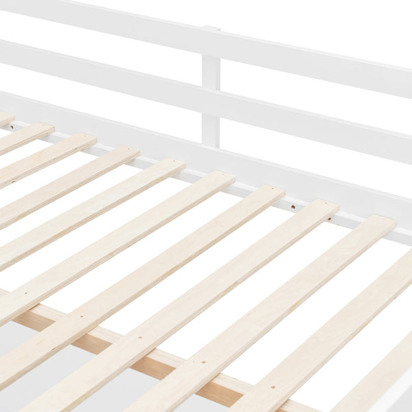 English Elm Full Size Loft Bed with Desk Drawers Led Strip and Staircase for Teen Rooms White LT000258AAK-1