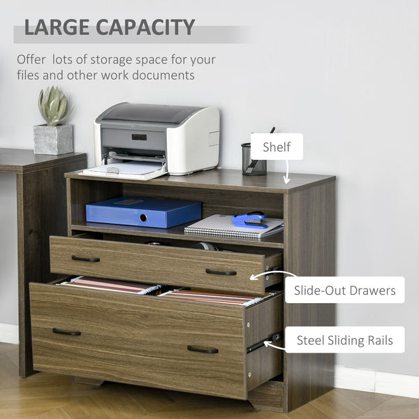English Elm Vinsetto Charcoal Grey Lateral Filing Cabinet with Open Shelf and Letter Drawer W2225P217753