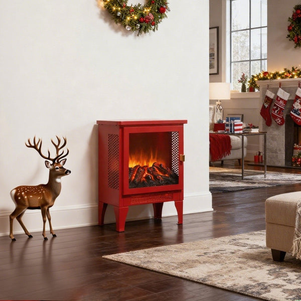 English Elm 18 Inch Electric Stove Heater Cast Iron Style 3d Led Flame Panoramic Mesh View W1769P394302