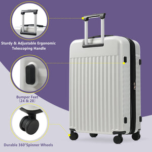 English Elm Luggage Set 5 Piece Abs Hardside Expandable Spinner Wheels Tsa Lock Travel Bags Grey+White N732P326115D