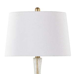 English Elm Jenny Crackle Glass Table Lamp Set with Gold Hardware and Linen Shade for Bedrooms B202P224037