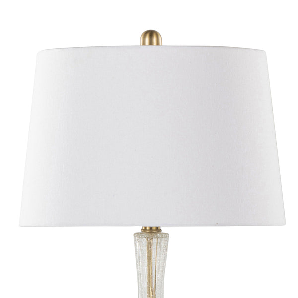 English Elm Jenny Crackle Glass Table Lamp Set with Gold Hardware and Linen Shade for Bedrooms B202P224037