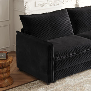 English Elm Corduroy Loveseat Sofa Couch - Plush Upholstered 2-Seat, Deep Comfort With Pillows For Modern Spaces W834S00411