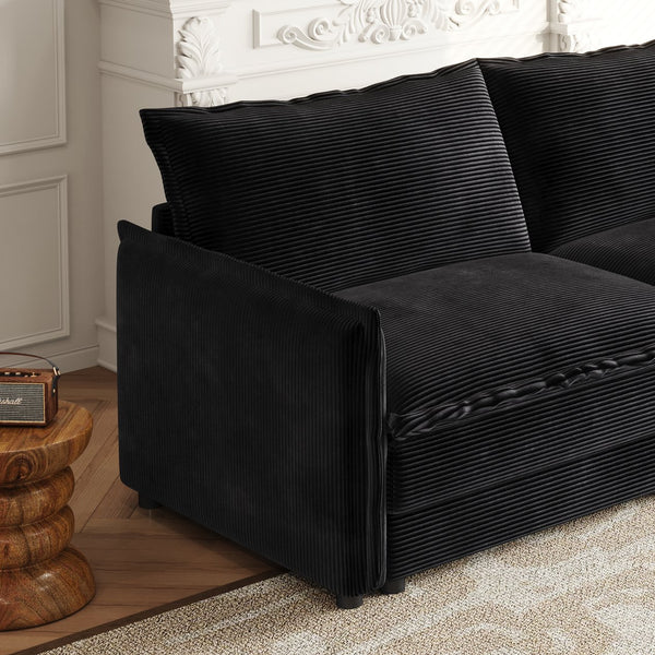 English Elm Corduroy Loveseat Sofa Couch - Plush Upholstered 2-Seat, Deep Comfort With Pillows For Modern Spaces W834S00411