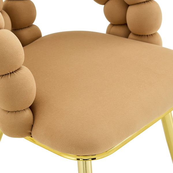 English Elm Modern Velvet Bubble Back Dining Accent Chair Set Glam Sculpted Upholstered Seating Brown,Gold W3875P446131